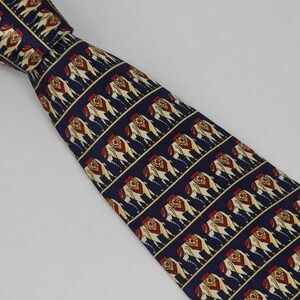 Giorgio Armani Cravatte Tie Men Navy Blue Elephant Pattern Silk Italy 4"